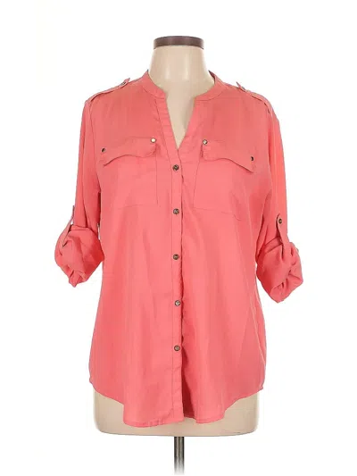 Pre-owned Charter Club 3/4 Sleeve Blouse In Pink