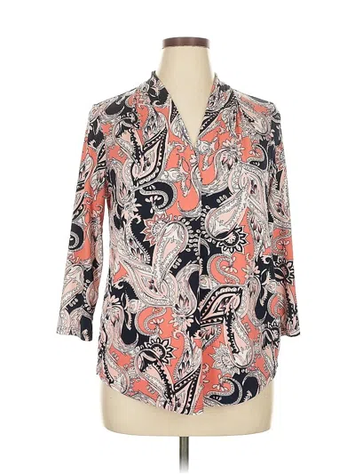 Pre-owned Charter Club 3/4 Sleeve Blouse In Pink