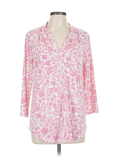 Pre-owned Charter Club 3/4 Sleeve Blouse In Pink