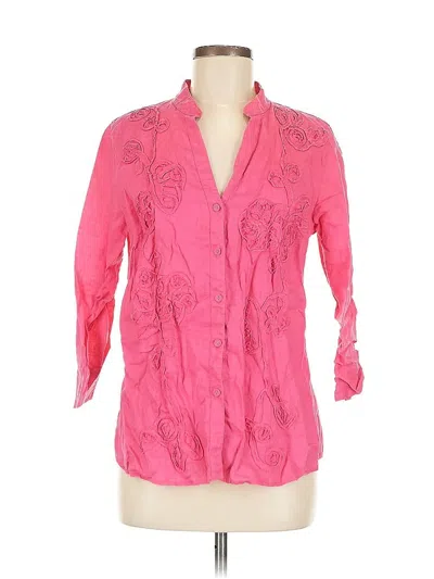 Pre-owned Charter Club 3/4 Sleeve Blouse In Pink