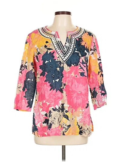 Pre-owned Charter Club 3/4 Sleeve Blouse In Pink