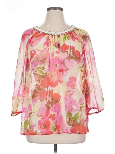 Pre-owned Charter Club 3/4 Sleeve Blouse In Pink