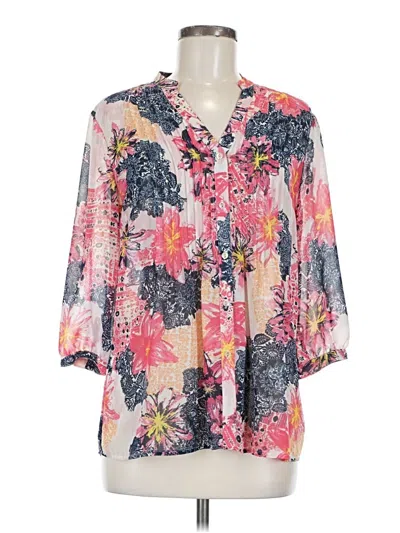 Pre-owned Charter Club 3/4 Sleeve Blouse In Pink