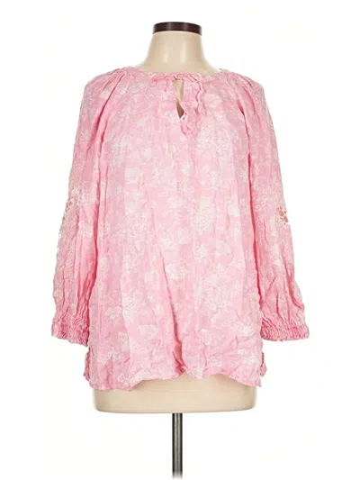 Pre-owned Charter Club 3/4 Sleeve Blouse In Pink