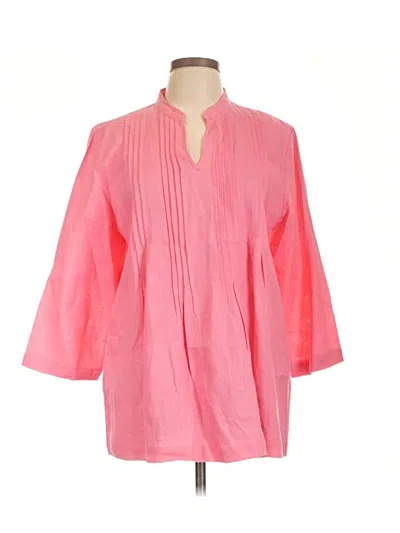 Pre-owned Charter Club 3/4 Sleeve Blouse In Pink