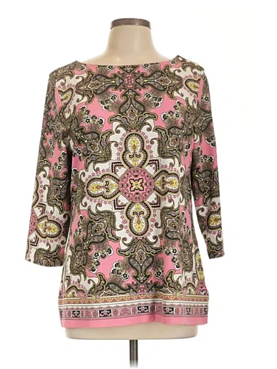 Pre-owned Charter Club 3/4 Sleeve Blouse In Pink