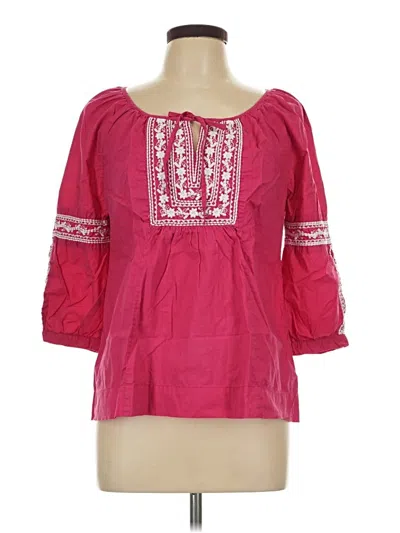 Pre-owned Charter Club 3/4 Sleeve Blouse In Pink