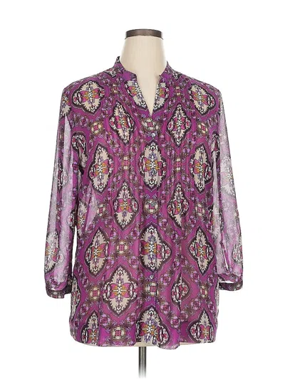 Pre-owned Charter Club 3/4 Sleeve Blouse In Purple
