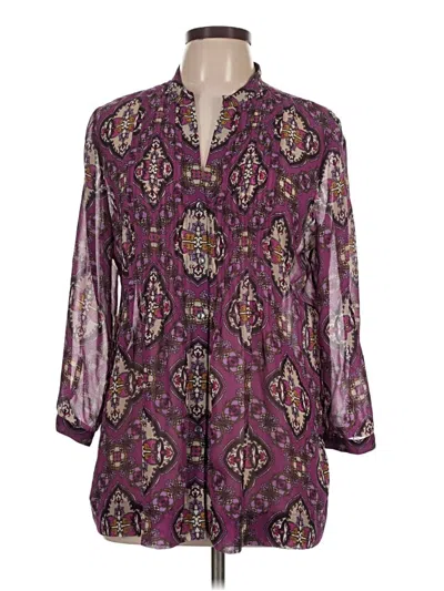 Pre-owned Charter Club 3/4 Sleeve Blouse In Purple