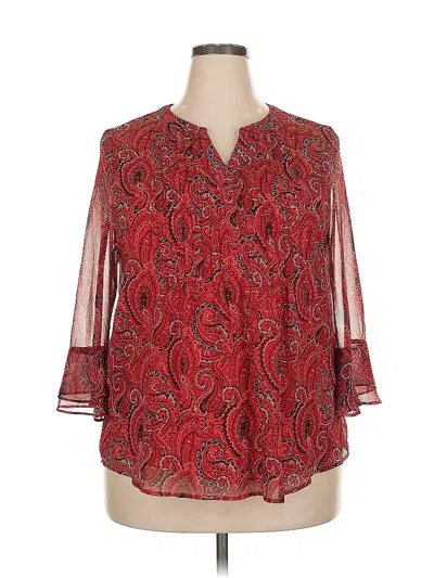 Pre-owned Charter Club 3/4 Sleeve Blouse In Red