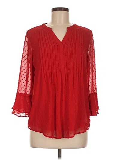 Pre-owned Charter Club 3/4 Sleeve Blouse In Red