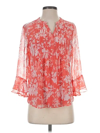 Pre-owned Charter Club 3/4 Sleeve Blouse In Red