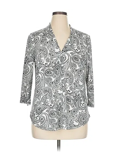 Pre-owned Charter Club 3/4 Sleeve Blouse In Silver