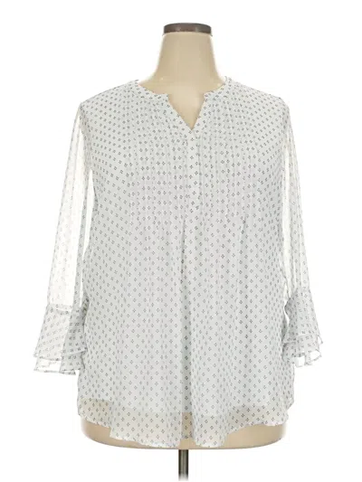 Pre-owned Charter Club 3/4 Sleeve Blouse In Silver