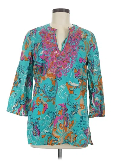 Pre-owned Charter Club 3/4 Sleeve Blouse In Teal