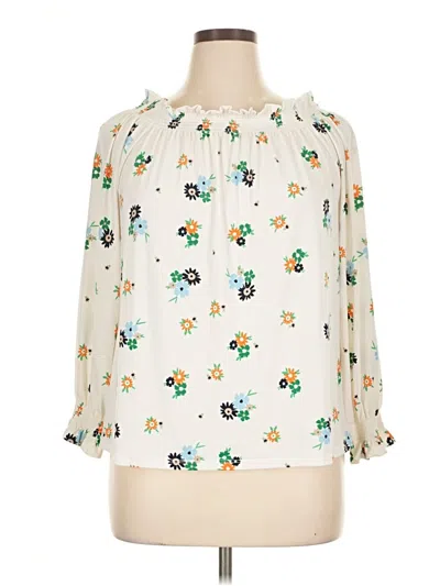 Pre-owned Charter Club 3/4 Sleeve Blouse In White