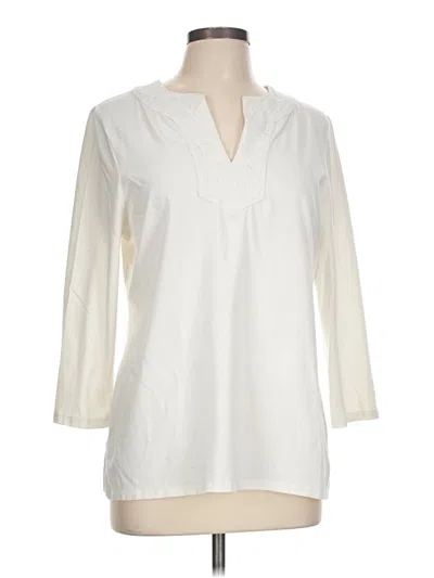 Pre-owned Charter Club 3/4 Sleeve Blouse In White