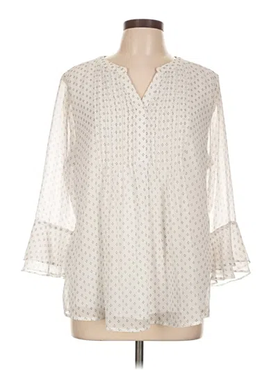 Pre-owned Charter Club 3/4 Sleeve Blouse In White