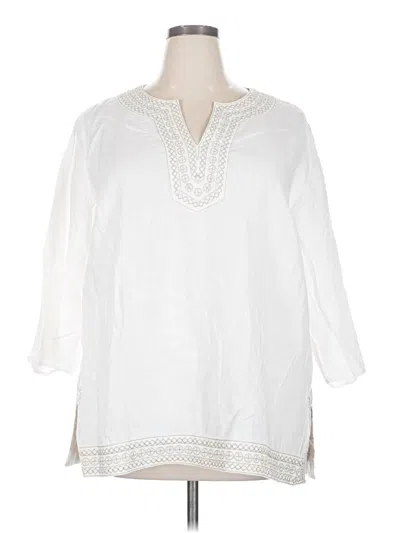 Pre-owned Charter Club 3/4 Sleeve Blouse In White