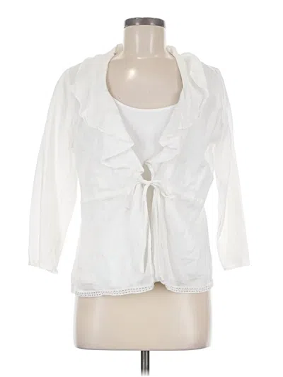 Pre-owned Charter Club 3/4 Sleeve Blouse In White