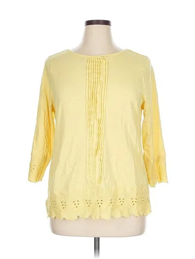 Pre-owned Charter Club 3/4 Sleeve Blouse In Yellow