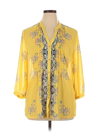 Pre-owned Charter Club 3/4 Sleeve Blouse In Yellow