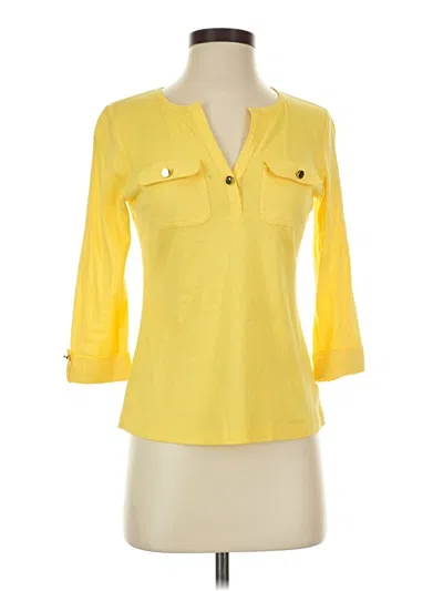 Pre-owned Charter Club 3/4 Sleeve Blouse In Yellow