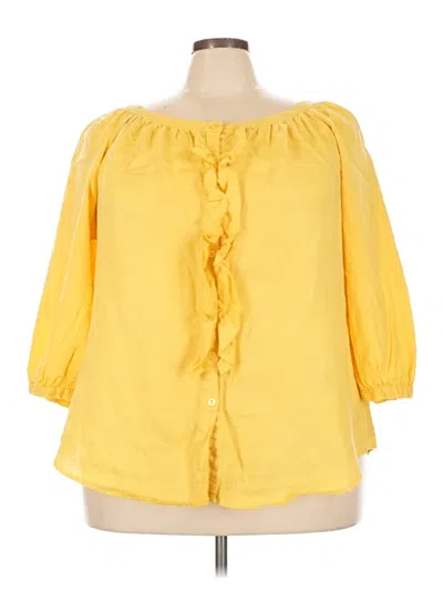 Pre-owned Charter Club 3/4 Sleeve Blouse In Yellow