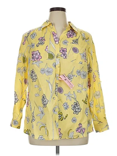 Pre-owned Charter Club 3/4 Sleeve Blouse In Yellow