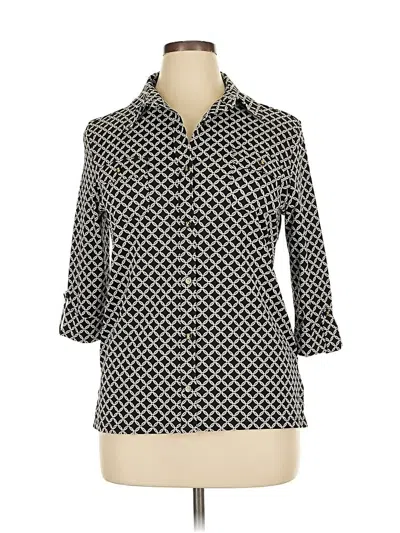 Pre-owned Charter Club 3/4 Sleeve Button Down Shirt In Black