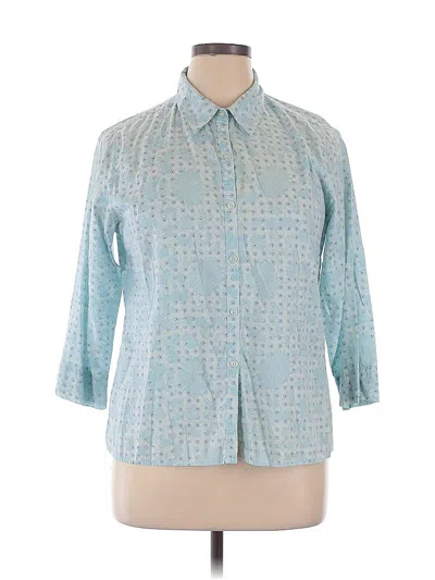 Pre-owned Charter Club 3/4 Sleeve Button Down Shirt In Blue