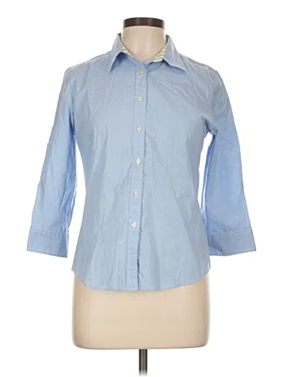 Pre-owned Charter Club 3/4 Sleeve Button Down Shirt In Blue