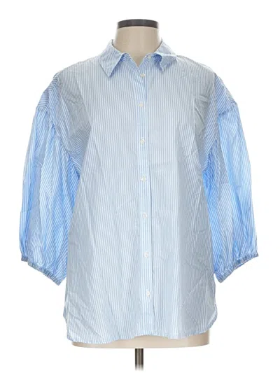 Pre-owned Charter Club 3/4 Sleeve Button Down Shirt In Blue