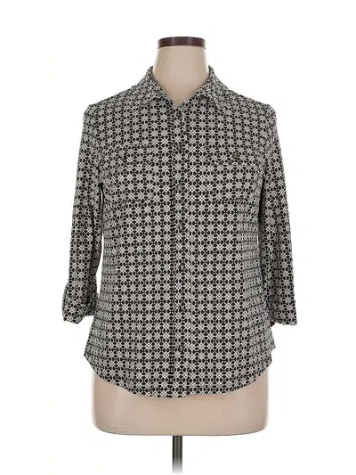 Pre-owned Charter Club 3/4 Sleeve Button Down Shirt In Gray