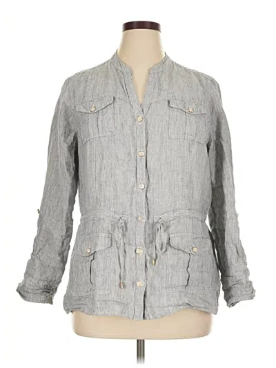 Pre-owned Charter Club 3/4 Sleeve Button Down Shirt In Gray