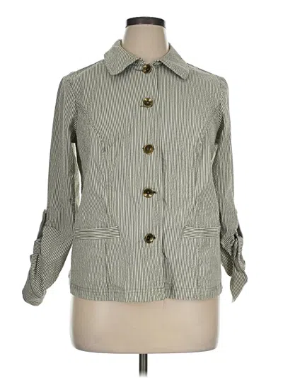 Pre-owned Charter Club 3/4 Sleeve Button Down Shirt In Green