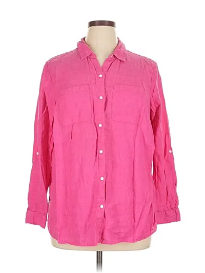 Pre-owned Charter Club 3/4 Sleeve Button Down Shirt In Pink