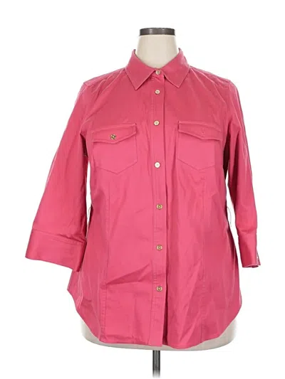 Pre-owned Charter Club 3/4 Sleeve Button Down Shirt In Pink