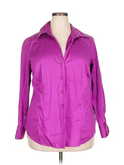 Pre-owned Charter Club 3/4 Sleeve Button Down Shirt In Purple