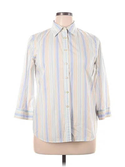 Pre-owned Charter Club 3/4 Sleeve Button Down Shirt In White