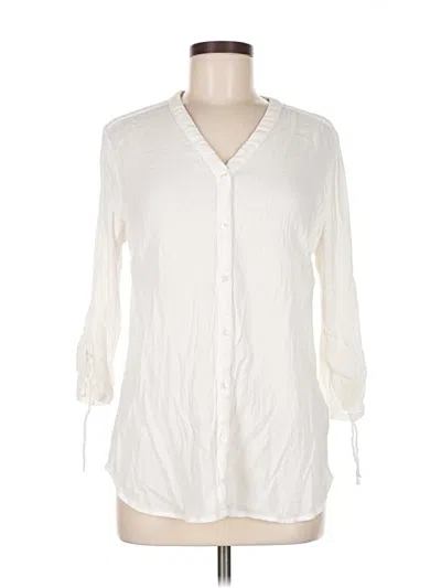 Pre-owned Charter Club 3/4 Sleeve Button Down Shirt In White