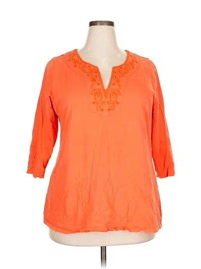 Pre-owned Charter Club 3/4 Sleeve T-shirt In Orange