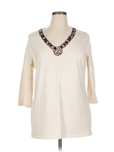 Pre-owned Charter Club 3/4 Sleeve T-shirt In White