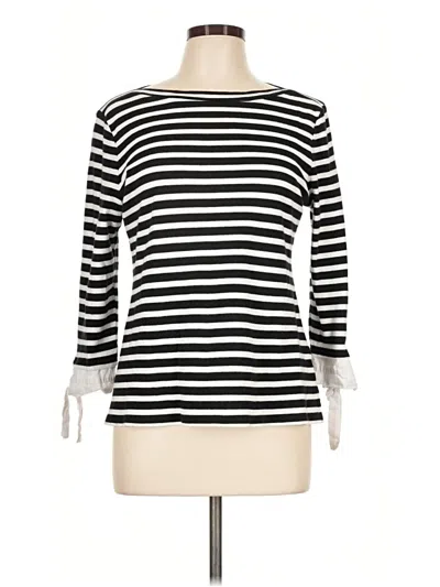 Pre-owned Charter Club 3/4 Sleeve Top Black Boatneck Tops