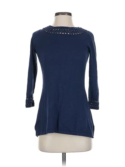 Pre-owned Charter Club 3/4 Sleeve Top Blue Keyhole Neckline Tops