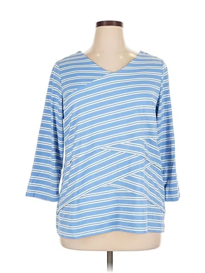 Pre-owned Charter Club 3/4 Sleeve Top Blue V-neck Tops