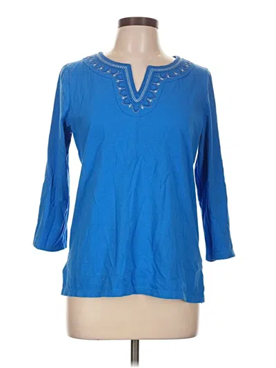 Pre-owned Charter Club 3/4 Sleeve Top Blue V-neck Tops