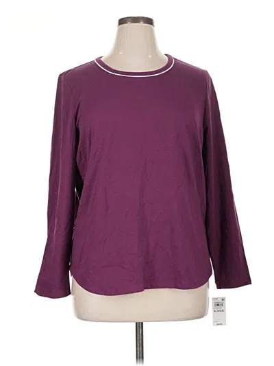 Charter Club 3/4 Sleeve Top Burgundy Crew Neck Tops