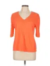 Charter Club 3/4 Sleeve Top Orange V Neck Tops In Orange