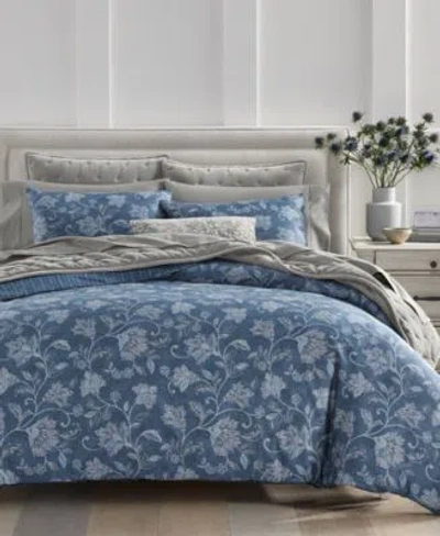 Charter Club Azure Jacobean Duvet Cover Set Created For Macys In Blue